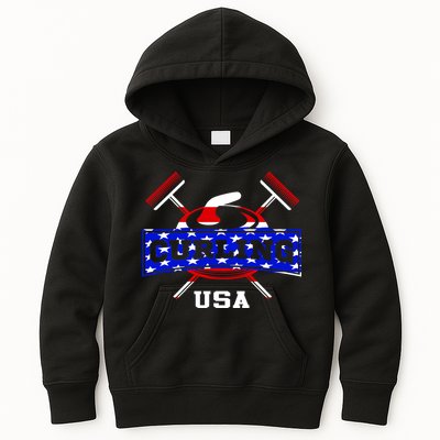 USA Curling Team Champs Winter Sports Games Kids Hoodie