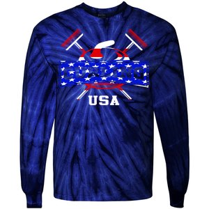 USA Curling Team Champs Winter Sports Games Tie-Dye Long Sleeve Shirt