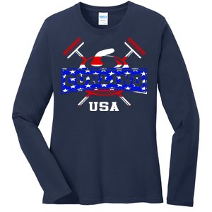 USA Curling Team Champs Winter Sports Games Ladies Long Sleeve Shirt