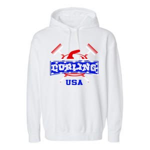 USA Curling Team Champs Winter Sports Games Garment-Dyed Fleece Hoodie