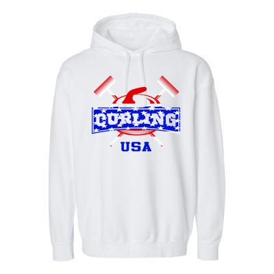 USA Curling Team Champs Winter Sports Games Garment-Dyed Fleece Hoodie