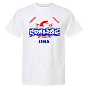 USA Curling Team Champs Winter Sports Games Garment-Dyed Heavyweight T-Shirt