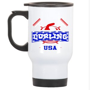 USA Curling Team Champs Winter Sports Games Stainless Steel Travel Mug