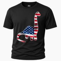 USA Dinosaur American Flag Cooling Performance Crew T-Shirt