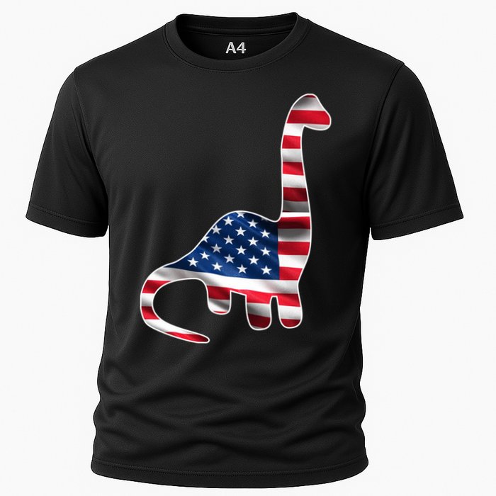 USA Dinosaur American Flag Cooling Performance Crew T-Shirt