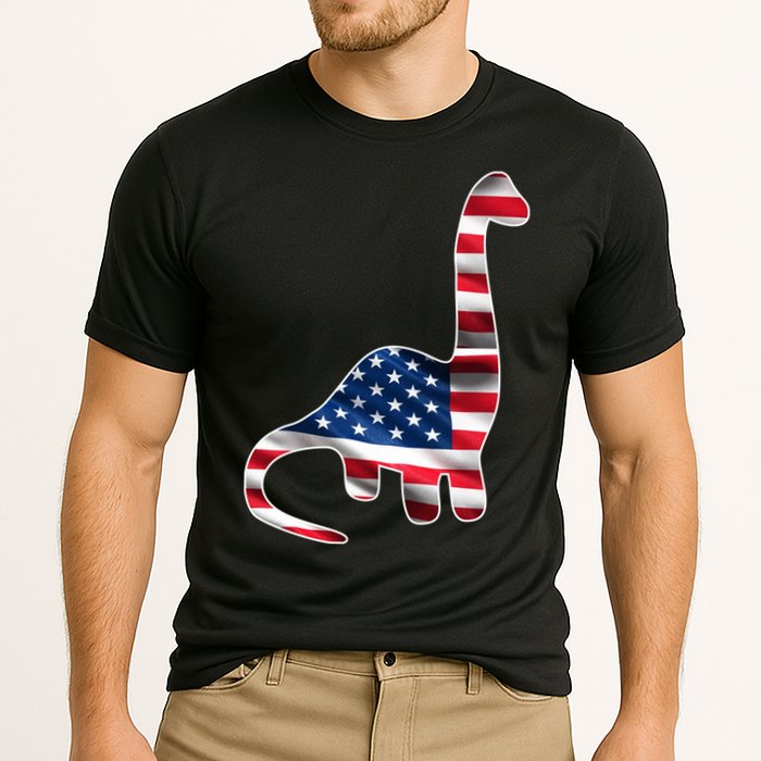 USA Dinosaur American Flag Cooling Performance Crew T-Shirt
