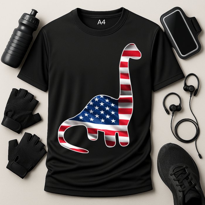 USA Dinosaur American Flag Cooling Performance Crew T-Shirt