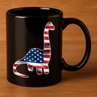 USA Dinosaur American Flag 11oz C Handle Ceramic Mug