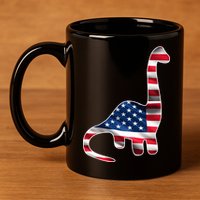 USA Dinosaur American Flag 11oz C Handle Ceramic Mug