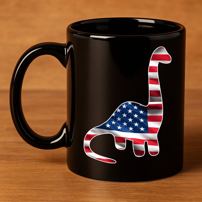 USA Dinosaur American Flag 11oz C Handle Ceramic Mug
