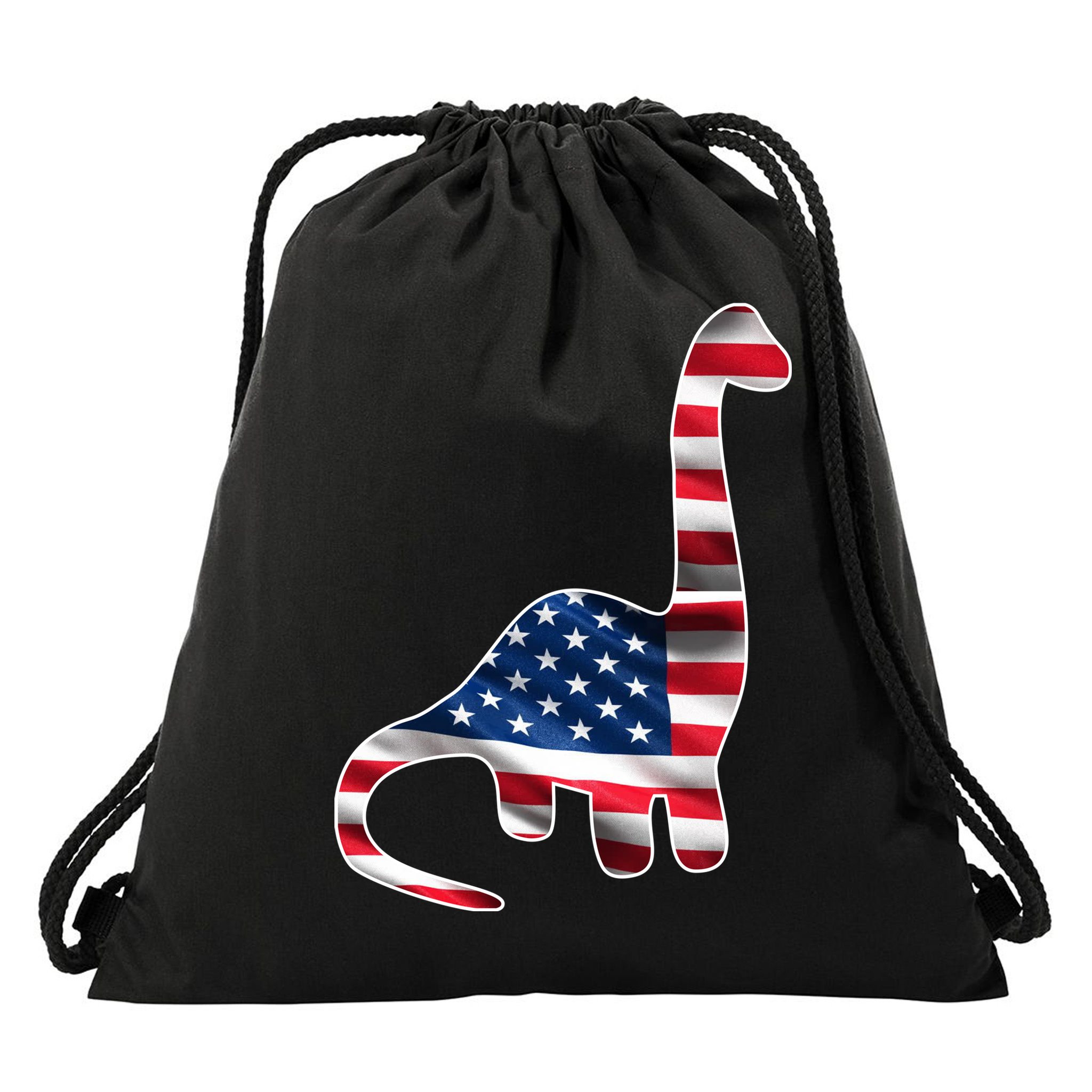 USA Dinosaur American Flag Drawstring Bag