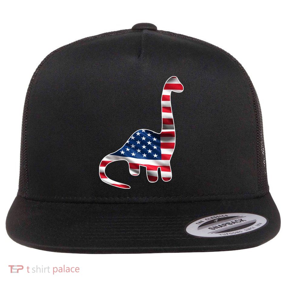 USA Dinosaur American Flag Flatbill Hat