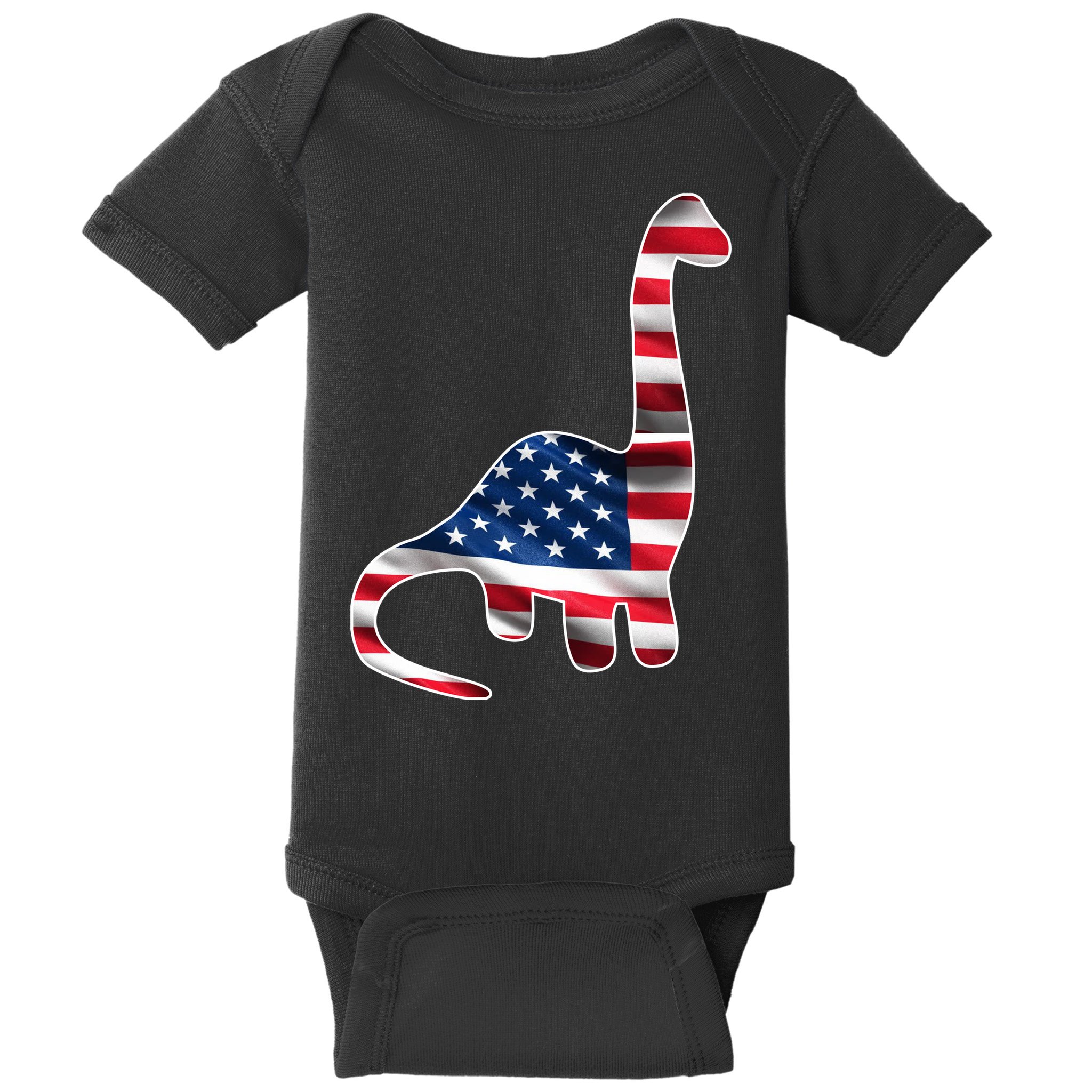USA Dinosaur American Flag Baby Bodysuit
