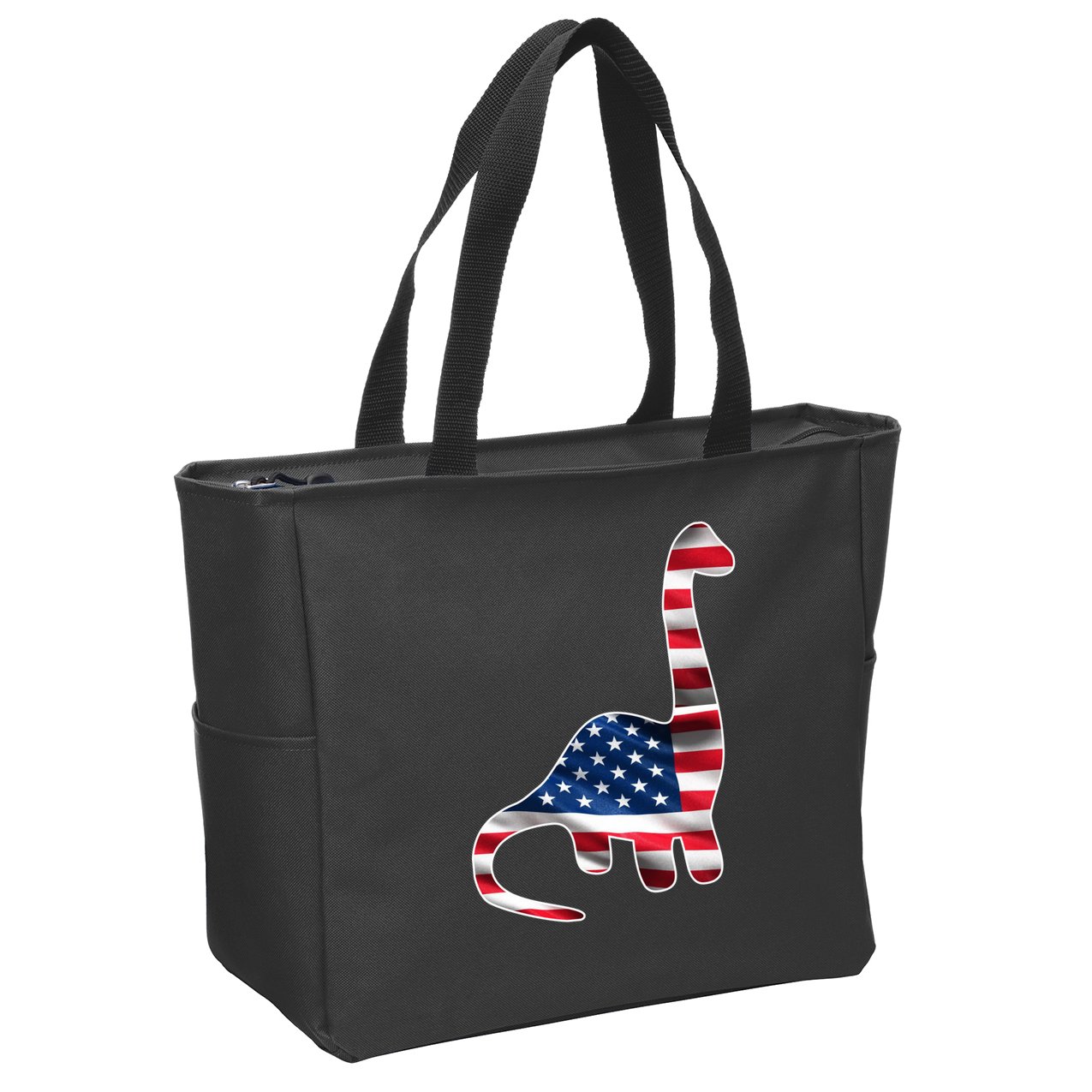 USA Dinosaur American Flag Zip Tote Bag