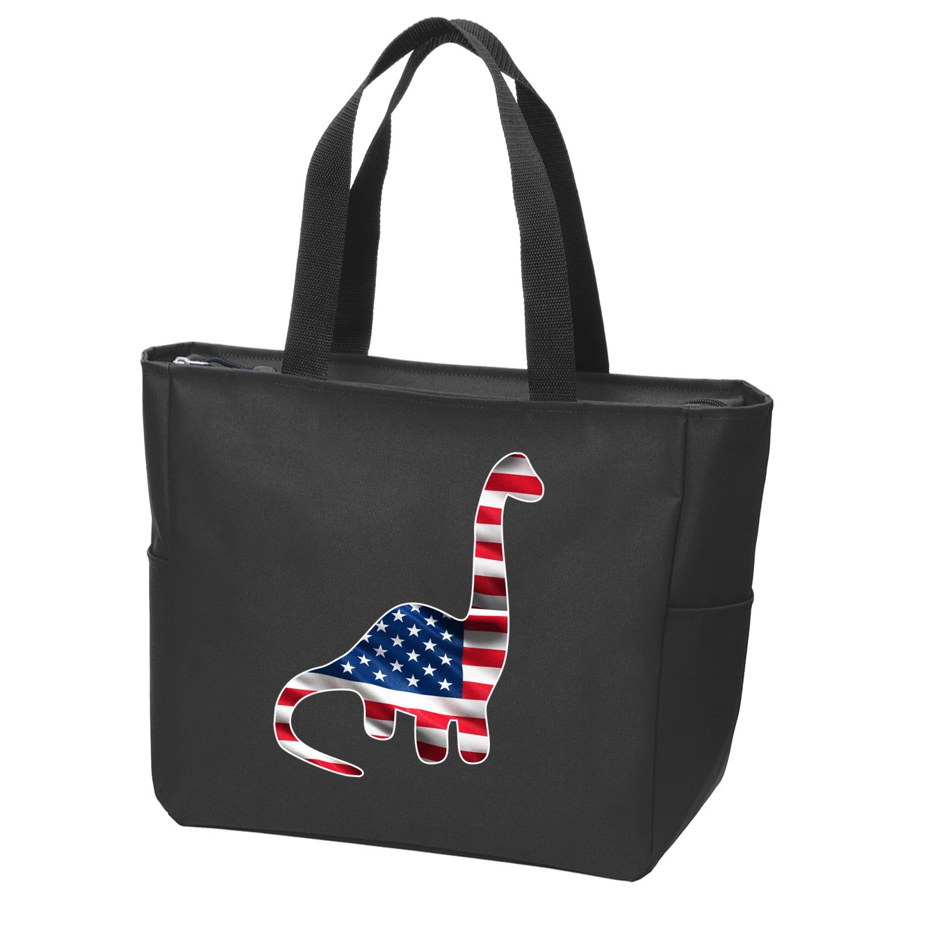 USA Dinosaur American Flag Zip Tote Bag
