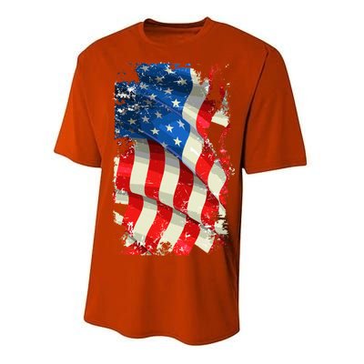 USA Distressed Waving American Flag Performance Sprint T-Shirt