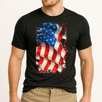 USA Distressed Waving American Flag Cooling Performance Crew T-Shirt