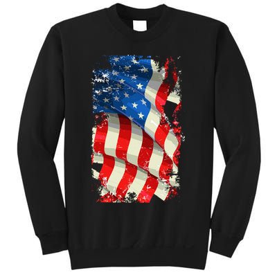 USA Distressed Waving American Flag Sweatshirt