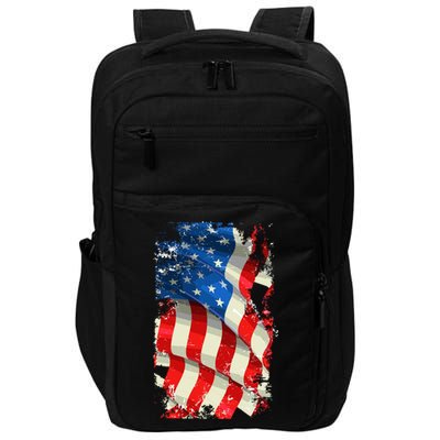 USA Distressed Waving American Flag Impact Tech Backpack