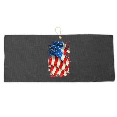 USA Distressed Waving American Flag Large Microfiber Waffle Golf Towel