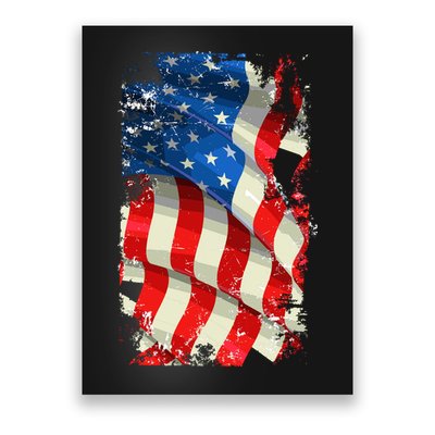 USA Distressed Waving American Flag Poster