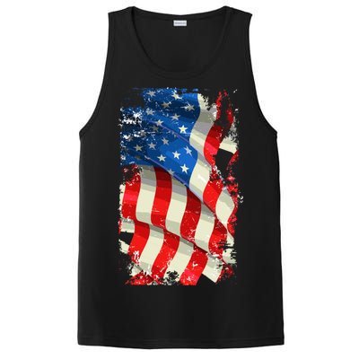 USA Distressed Waving American Flag PosiCharge Competitor Tank