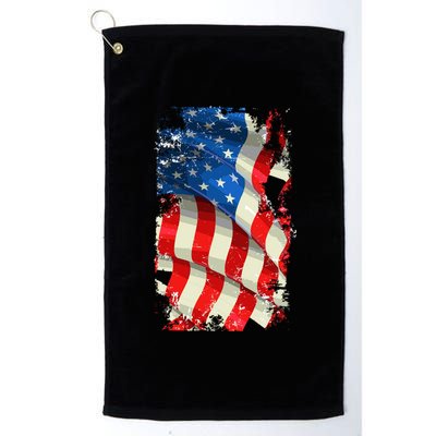 USA Distressed Waving American Flag Platinum Collection Golf Towel