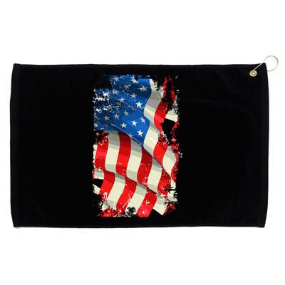 USA Distressed Waving American Flag Grommeted Golf Towel