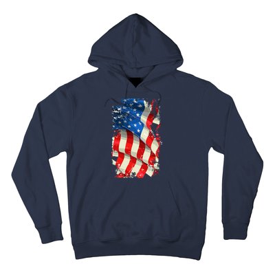 USA Distressed Waving American Flag Hoodie