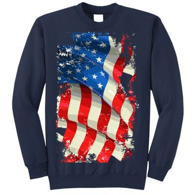 USA Distressed Waving American Flag Sweatshirt