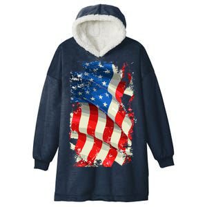 USA Distressed Waving American Flag Hooded Wearable Blanket