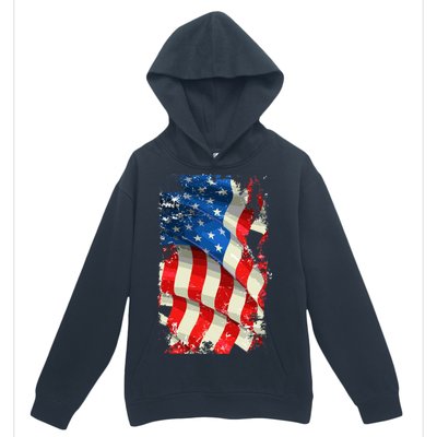 USA Distressed Waving American Flag Urban Pullover Hoodie