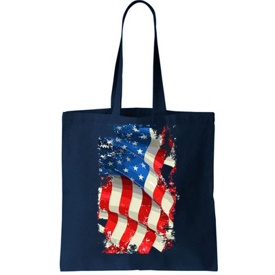 USA Distressed Waving American Flag Tote Bag