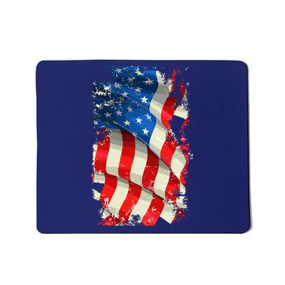 USA Distressed Waving American Flag Mousepad