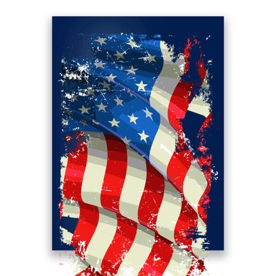 USA Distressed Waving American Flag Poster