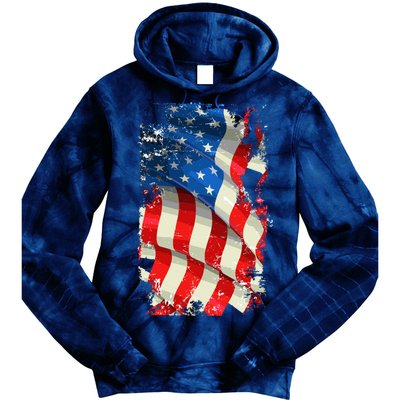 USA Distressed Waving American Flag Tie Dye Hoodie