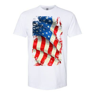 USA Distressed Waving American Flag Softstyle CVC T-Shirt