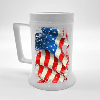 USA Distressed Waving American Flag Beer Stein