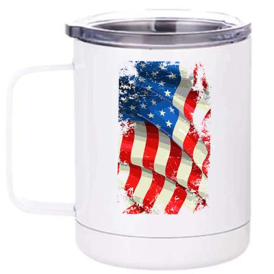 USA Distressed Waving American Flag 12 oz Stainless Steel Tumbler Cup