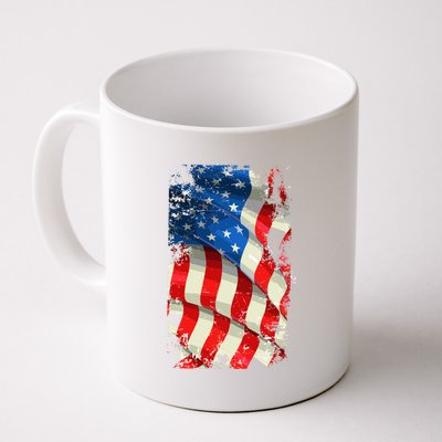 USA Distressed Waving American Flag Coffee Mug