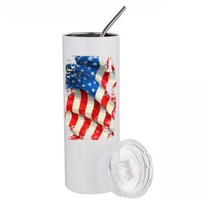 USA Distressed Waving American Flag Stainless Steel Tumbler