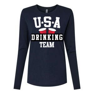 USA Drinking Team Womens Cotton Relaxed Long Sleeve T-Shirt