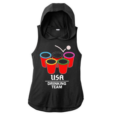 USA Drinking Team Beer Pong Ladies PosiCharge Tri-Blend Wicking Draft Hoodie Tank