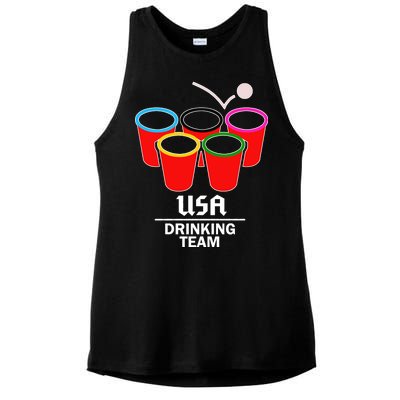 USA Drinking Team Beer Pong Ladies PosiCharge Tri-Blend Wicking Tank