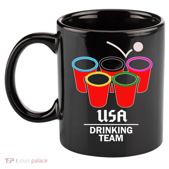 USA Drinking Team Beer Pong 11oz C Handle Ceramic Mug