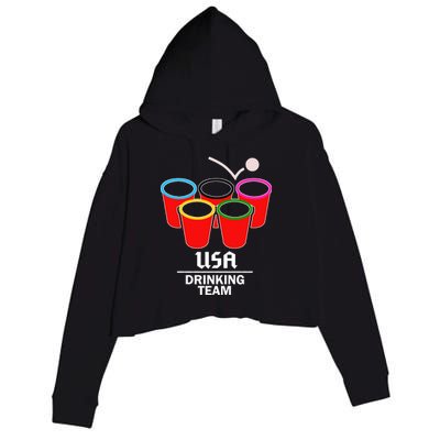 USA Drinking Team Beer Pong Crop Fleece Hoodie