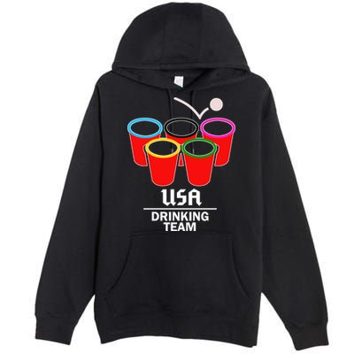 USA Drinking Team Beer Pong Premium Pullover Hoodie