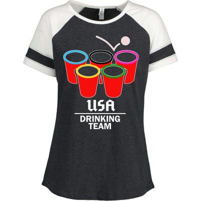 USA Drinking Team Beer Pong Enza Ladies Jersey Colorblock Tee