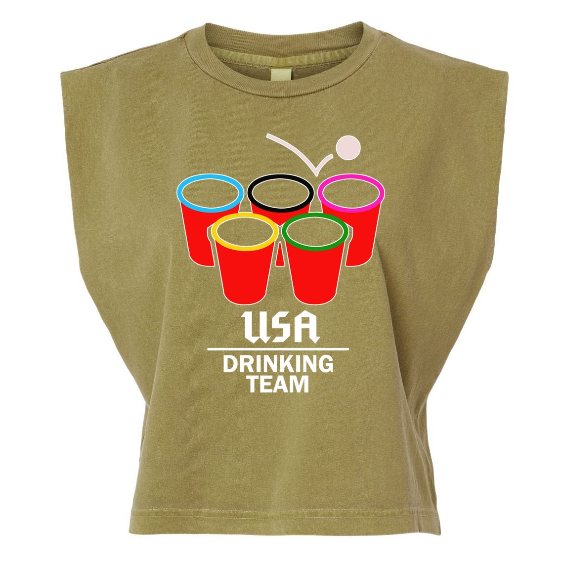 USA Drinking Team Beer Pong Garment-Dyed Women's Muscle Tee