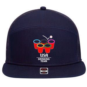 USA Drinking Team Beer Pong 7 Panel Mesh Trucker Snapback Hat